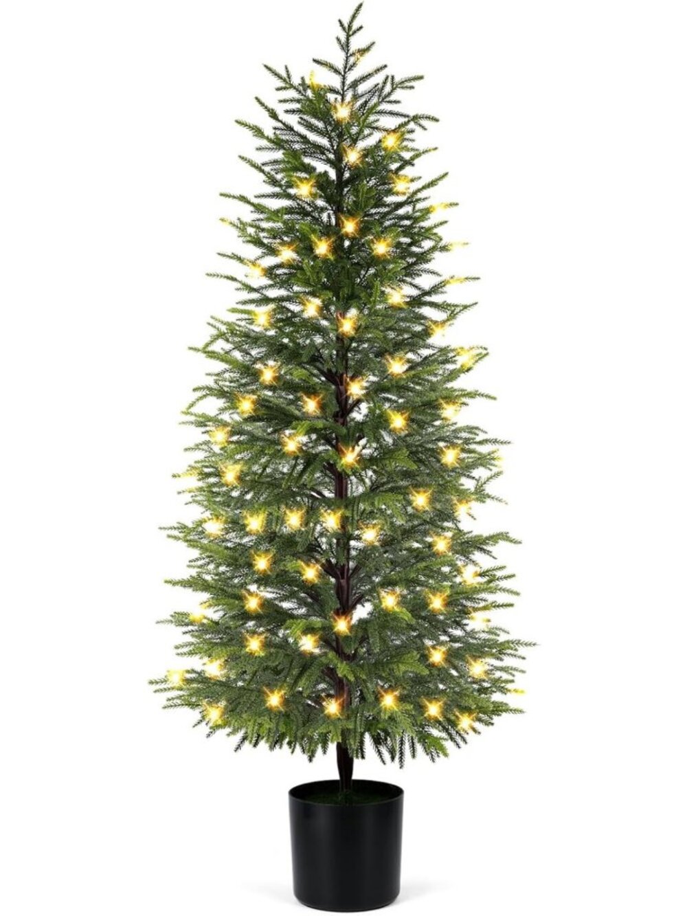 5FT Prelit Norfolk Pine Christmas Tree Real Touch Artificial Cedar Tree with
